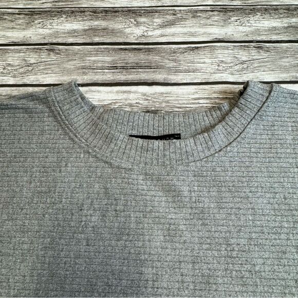 Final Touch Women's Horizontal Ribbed Bubble Sleeve Blouse S SM Small Grey Gray - Picture 5 of 16